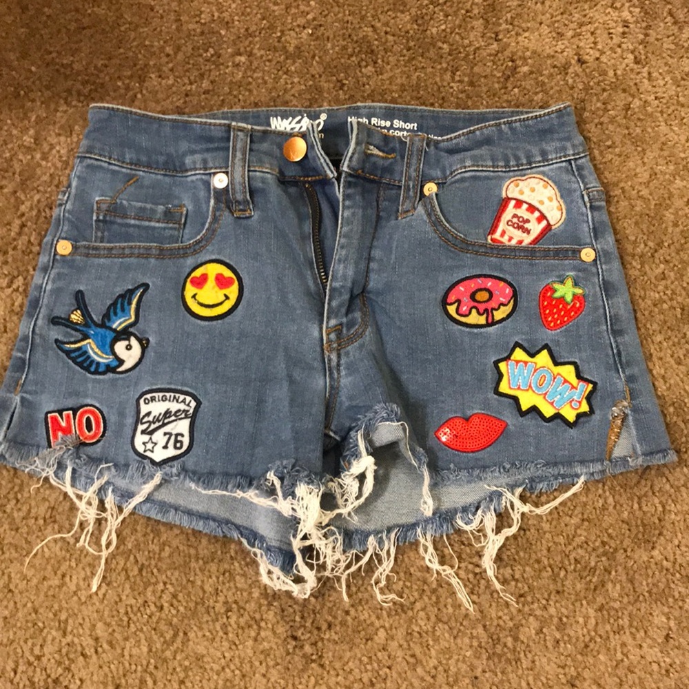 patch jean shorts